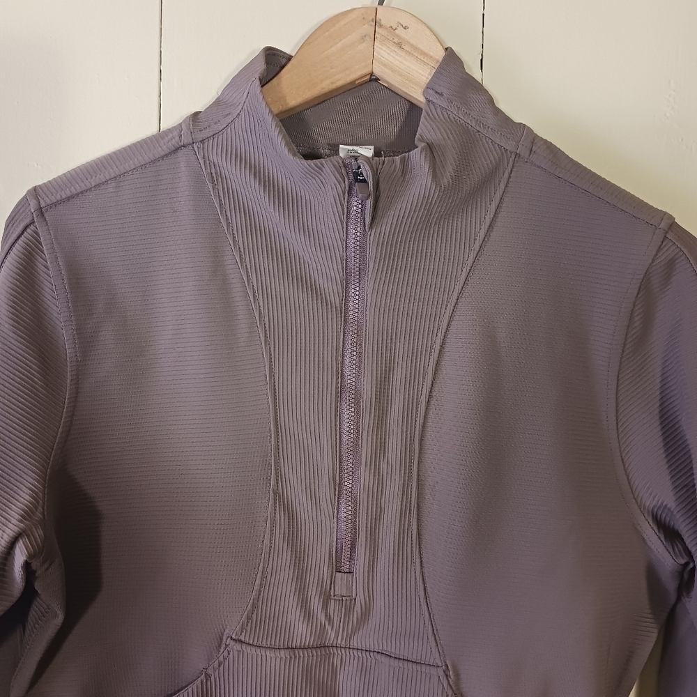 90 Degree By Reflex Interlink Ribbed Half Zip Long Sleeve Crop Top - Picture 4 of 11